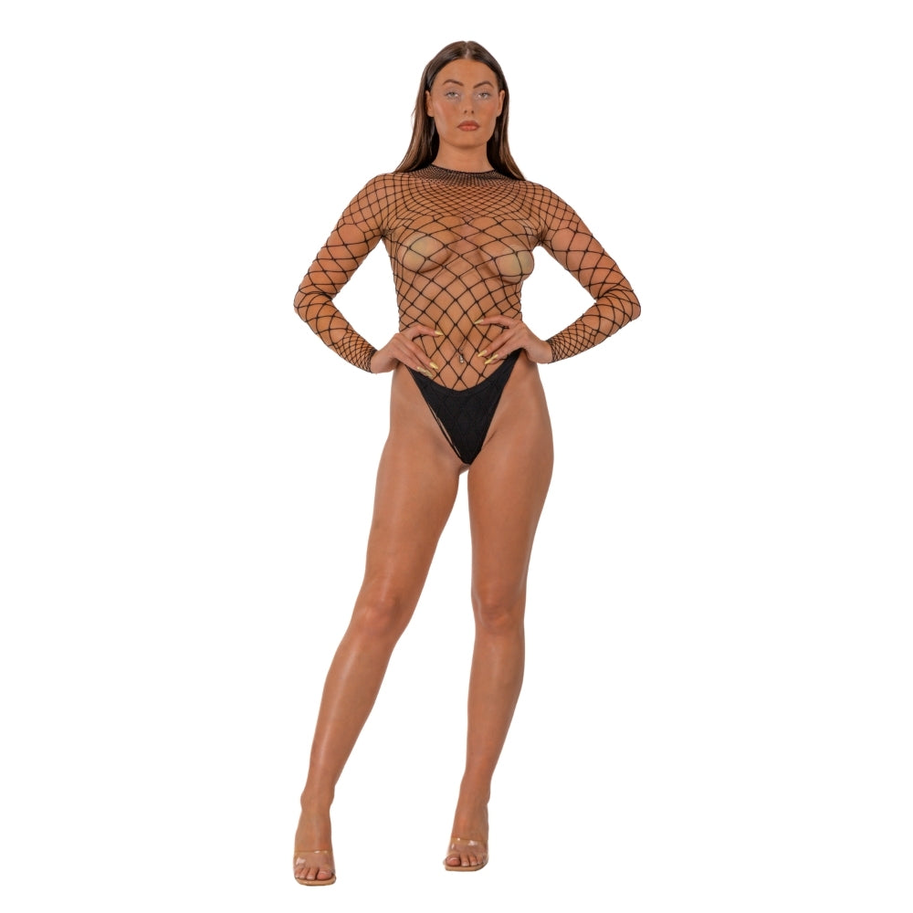 lace-by-lj-fence-net-long-sleeved-thong-bodysuit-black