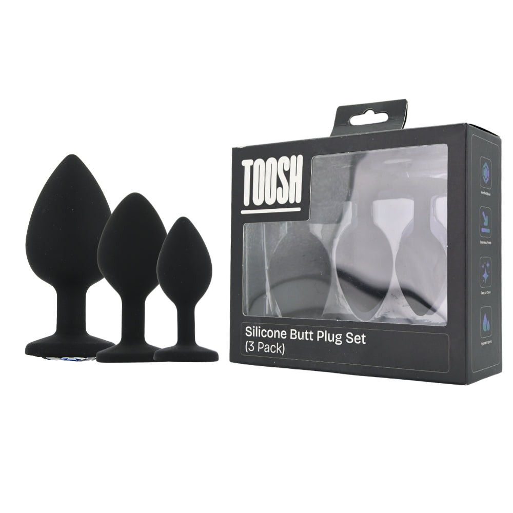 toosh-silicone-butt-plug-black-set-of-3-clear-stone